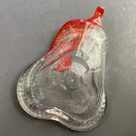 Vintage Arte Murano ICET Art Glass Apple Pear Dish Lot of 2 - Picture 4 of 5